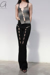 Rui Zhou WV05 series hollow flared stretch casual pants RUI-RUIFW21WV05-HEI Black Onyx